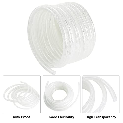 5/8’’ ID × 7/8’’ OD - 50 ft Clear Braided Hose Plastic Vinyl Tubing,High Pressure Flexible Reinforced PVC Tube for Transfer Water Air Oil, BPA Free & Non-Toxic - size: 5/8'' I.D., style: 50 FT