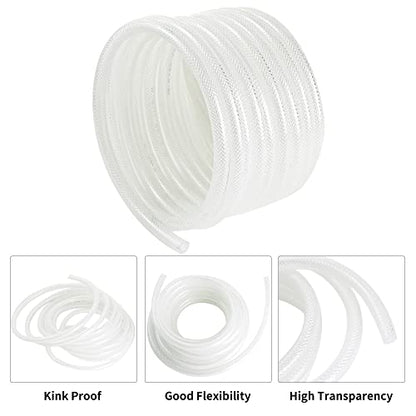 5/16’’ ID × 17/32’’ OD - 50 ft Clear Braided Hose Plastic Vinyl Tubing, High Pressure Flexible Reinforced PVC Tube for Transfer Water Air Oil, BPA Free & Non-Toxic - size: 5/16" I.D., style: 50 FT