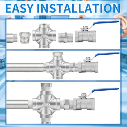 ChillWaves 304 Stainless Steel Pipe Fitting, 4 Way Cross 3/4" x 3/4" x 3/4" x 3/4" NPT Female Thread Adapter(2-PACK) - size: 3/4" NPT, style: PACK OF 2
