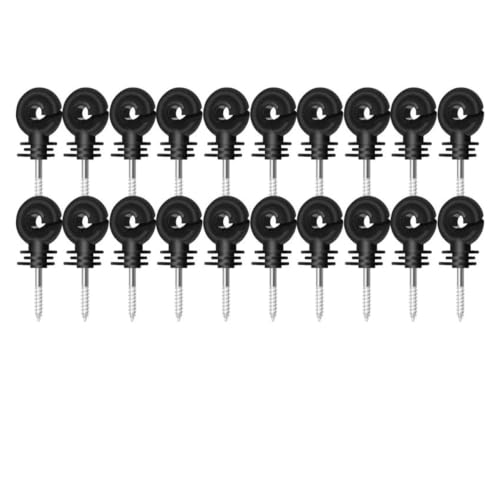 Electric Fencing Ring Insulators Farm Electric Fence Insulators Screw in Ring Insulator Wire Rope Tape Holder Livestock Hanging Hooks(20PCS) - color: 20PCS