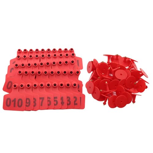 Red PE Plastic 001-1000 Numbered Livestock Ear Tags for Cattle Cow Calf Bull Goat Pig Identification Marker Tags 100 per Set red 901~1000 - size: 901~1000