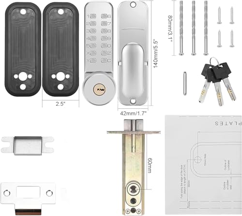 Mechanical Keyless Door Lock - No Electronic,Keypad Door Lock with Handle, Easy to Install,Suitable for Garages, Hotels, Offices, Warehouses