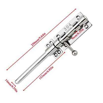 10in Slide Bolt Gate Latch 304 Stainless Steel Barrel Bolt Latch Heavy Duty Door Security Lock Thickened Door Latches Hardware with Mounting Screws for Barn Fence Shed Basement - color: 10in Silver