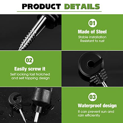300 Pcs Black Electric Fence Insulator with 1 Pcs Insulator Socket Tool Screw in Insulator Fence Ring Post Wood Post Insulator Electric Fence Insulator Ring with Insulator Socket Tool for Animal Fence