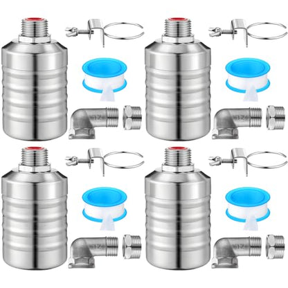 MorningRo 4 Pack Water Float Valve 1/2" to 3/4'' Auto Shut off Water Tank Float Valve 304 Stainless Steel Fully Automatic Level Control for Pool, Livestock Troughs (Regular Style) - style: Regular Style