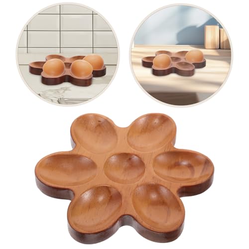 KICHOUSE Rustic 7-grid Wooden Egg Storage Tray Egg Holder Counter Countertop Skelter Large Storage Organizing Tray