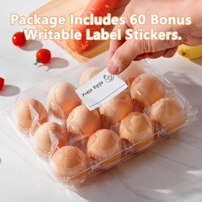 60PCS Plastic Egg Carton Reusable Egg Cartons Cheap Bulk for Fresh Large Eggs, 1 Dozen Blank Egg Tray Clear Egg Container Holder for Refrigerator Home Ranch Chicken Farm Commercial Market Display - size: 60Pack-3x4 Grids