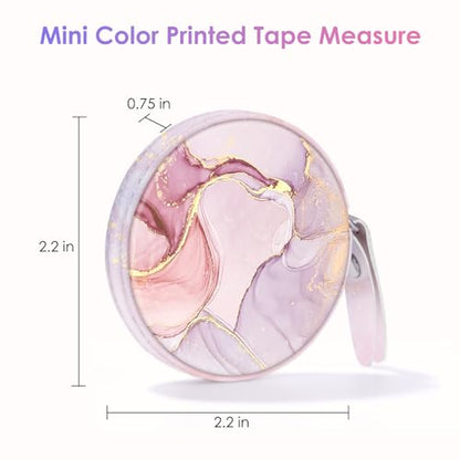 Sewing Tape Measure，Colour Printed Small Retractable Soft Measuring Tape for Tailor Cloth Fabric Body Measurements. - color: Pink Marble