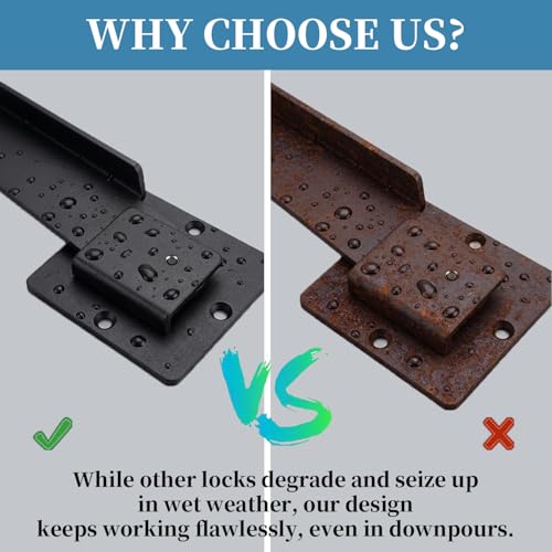 9-Inch Heavy Duty Flip Gate Latch with 4 Padlock Holes 4mm Thick Carbon Steel Adjustable Door Latch for Sliding/Swing Gates, Barn, Shed, Garage, Yard, Fence (2pcs 9 inch（Included Lock）) - size: 2pcs 9 inch（Included Lock）