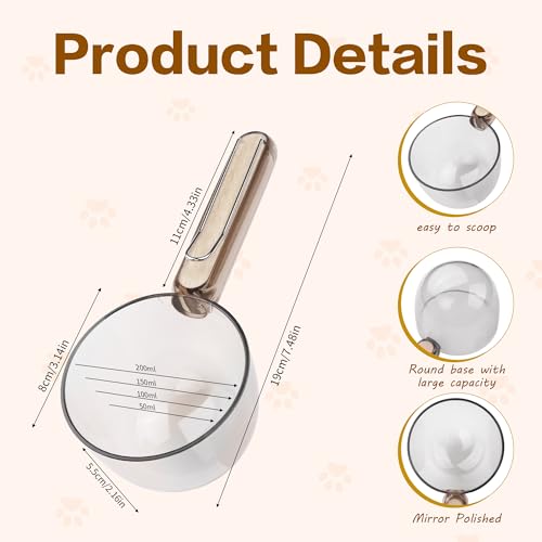 YAODHAOD Dog Food Scoop 1 Cup, Transparent Measuring Cup with Sealing Clip for Dog Cat Ferret Rabbit Bird Food,Dishwasher Safe, Accurate Portion Control (Transparent Black) - color: Transparent Black