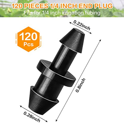 Gardrip Drip Irrigation End Plug: 120 Pack Barbed End Cap Irrigation Parts Fit for 1/4 Inch Drip Tubing Line Closure for Garden Lawn System - color: Plug-120P