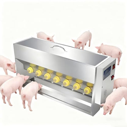Stainless Steel Piglet Lactation Feeder, with Sound Source, Automatic Stirring Little Pig Milk Feeding Machine, for Lambs and Small Cattle, Prevent Piglet from Running Around 14 Nipples - size: 14 Nipples