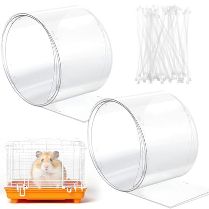 Juexica 2 Pcs 82.7 x 6 Inch Guinea Pig Cage Liner Clear Cuttable Critter Liner with Pre Drilled Holes Urine Guard Extra Long Liner with 100 Zip Ties for Rabbit Hamster Ferret Chinchilla