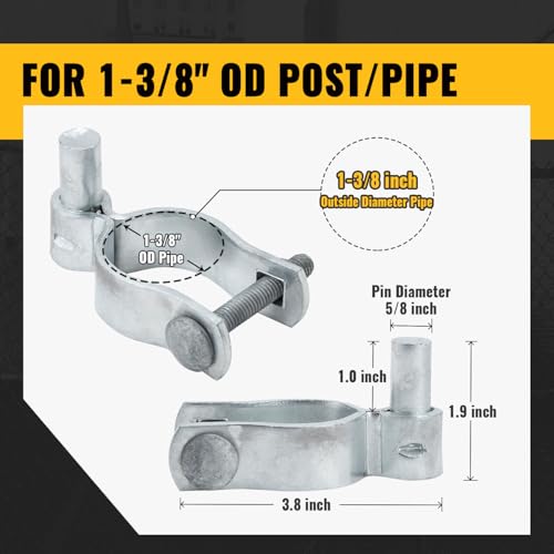 VIVIDA 1-3/8" Chain Link Gate Hinge, Galvanized Male Post Hinge, for 1-3/8" OD Post, Chain Link Fence Hardware, 4 PCS - size: 1-3/8" (4 PCS)