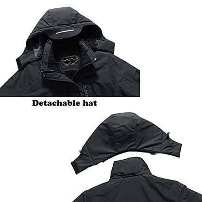 SUOKENI Women's Waterproof Warm Winter Snow Coat Hooded Raincoat Ski Snowboarding Jacket - color: Darkgrey, size: Small