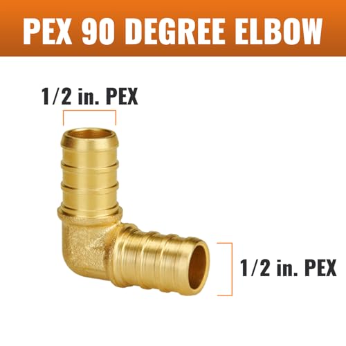 SUNGATOR 1/2 Inch 90 Degree Elbow PEX Fittings Crimp for PEX Pipe in Plumbing Jobs (12-Pack) - size: 1/2" Elbow, 12 Pack