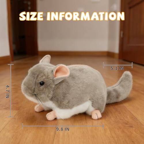 YUEPET Chinchilla Plush Cuddler Toy, Soft Chinchilla Cuddle Buddy, Comfort Anxiety Relief & Stress Reducer Companion for Chinchillas, Guinea Pigs, Hamsters, Ferrets, Hedgehogs, Sugar Gliders