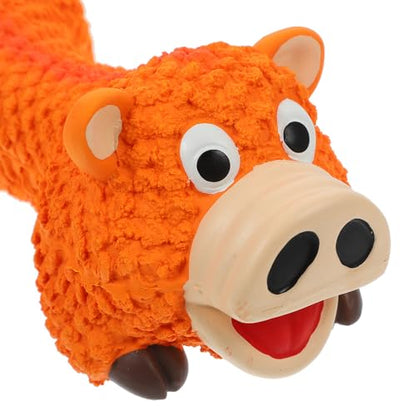 Dog Chew Pig Shape Latex Sturdy Teething for Puppies and Large Dogs Orange Interactive Pet for Teeth Grinding and Biting Training