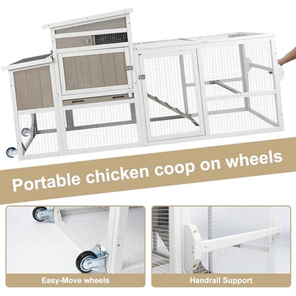 Ketive Wooden Chicken Coop Cage Outdoor Indoor Hen House with Nesting Box, Waterproof Roof, Removable Tray for Poultry Pets Enclosure Garden Backyard Grey (Grey, 157.4" L x 23.6" W x 38.6" H) - color: Grey