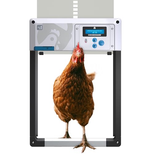 Automatic Chicken Coop Door Opener, ChickenGuard One in All 4 Colours, Timer/Light Sensing, Winter Mode, Auto-Stop & Predator Proof, 3 Power Options, Solar, Battery or Electric (Gray + Batteries) - color: Gray
