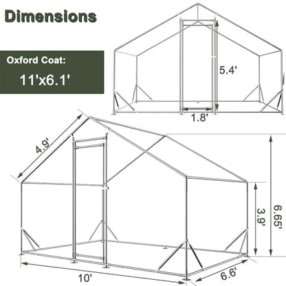 Garvee Large Metal Chicken Coop,Walk-in Poultry Cage,Outdoor Hen Run House with Waterproof and Anti-Ultraviolet Cover Rabbits Habitat Cage for Outdoor - size: 6.5"L x 9.8"W x 6.4"H