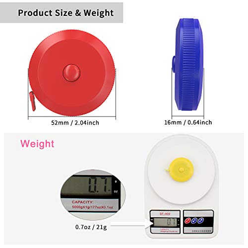 DiCUNO 60-Inch 1.5 Meter Soft and Retractable Tape Body Tailor Sewing Craft Cloth Dieting Measuring Tape (10 Colors Package) - color: 10 Colors