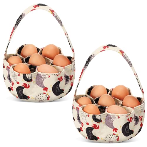 Sweetude 2 Pieces Egg Basket Mini Egg Collecting Bags Gathering Basket with 7 Pouches for Farmhouse Chicken Hen Duck Goose Housewife Garden Transporting Storage, 8 x 2.6 Inch(Lovely) - color: Lovely