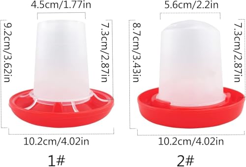 Chicken Feeder and Waterer Set Bird Small Poultry Feeder Flip Top Bird Small Poultry Feeding for Pigeon Chick Drinker Duckling Quail Feeding Dispenser,Poultry Feeding Supplies (5.4Ounce,Red)