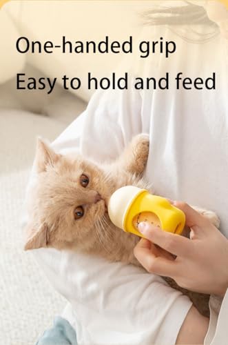 Pet Bottle, Silicone Feeding Nipple for Newborn Puppy Small Animal Bottle with Anti-Choking Valve, 20ml (Yellow)