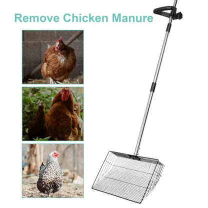 KESYOO Chicken Coop Cleaning Shovel 38cm Long Handle Heavy Duty Metal Chicken Waste Collection Tool Poultry Supplies Farm Use