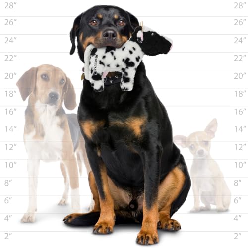 MIGHTY Tuffy Cow Ultra Durable Plush Dog Toy | Multiple Layers & Reinforced Seams , Washable and Floats , Mighty® Construction - color: Large Black White Cow