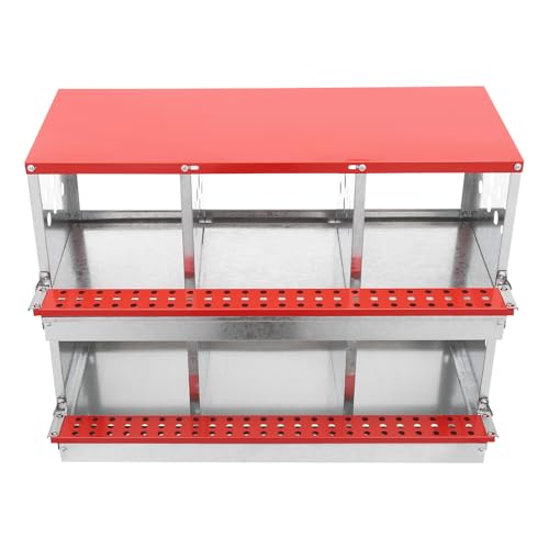 Chicken Nesting Boxes, 6 Hole Nesting Box for Chickens with Rollout Egg Collection, Galvanized Sheet Chicken Coop Laying Box for Hens