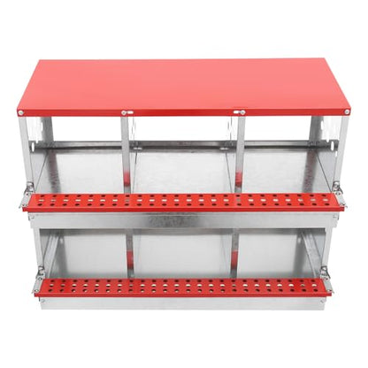 Chicken Nesting Boxes, 6 Hole Nesting Box for Chickens with Rollout Egg Collection, Galvanized Sheet Chicken Coop Laying Box for Hens