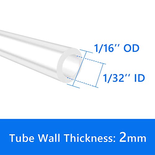 Quickun Silicone Tubing, 1/32" ID x 1/16" OD High Temp Food Grade Tube Pure Silicone Hose Line Tube for Home Brewing, Beer Line, Kegerator, Wine Making, Aquaponics(26.25 Ft) - size: 1/32" ID-1/16" OD, style: 16.4Ft (5meters)