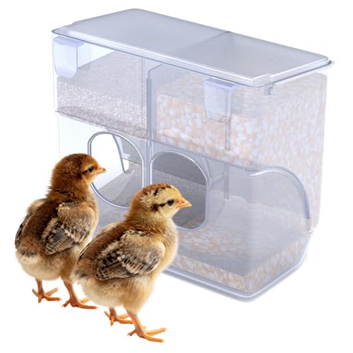 Automatic Chicken Feeder, Hanging Food Dispenser for Chicken Coop, No Waste Feeder with 2 Holes, Coop Accessories for Keep Food Dry & Keep Coop Tidy