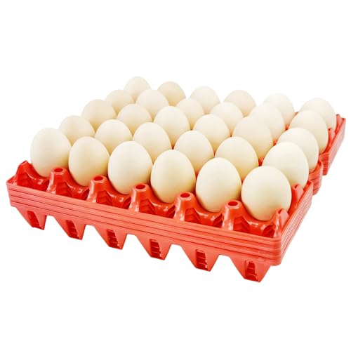 4-Pack Plastic Egg Tray Egg Crates 30-Egg Flats for Home Chicken Farmers, Stackable Egg Cartons Hold Multiple Eggs, Great for Storing, Sorting, and Shipping Eggs, Durable and Reusable (Red) - size: 4-Pack Red