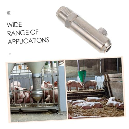 TOYANDONA -Splash Stainless Steel Pig Nipple Drinker Automatic Watering Nozzle for Heavy-Duty Livestock Waterer for Farm Use Splashproof Design for Clean Bedding
