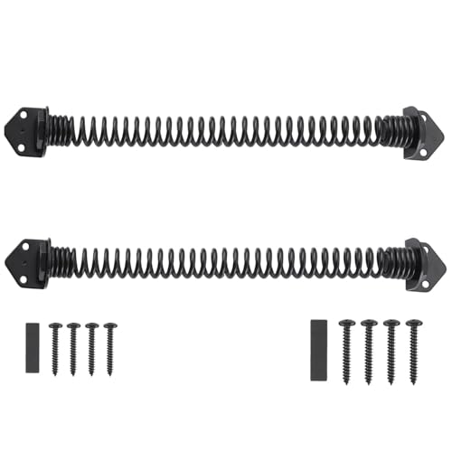 HOME MASTER HARDWARE 14" Gate Spring Self Closing Outdoor, Heavy Duty Gate Springs Black,Automatic Gate Closer for Wooden and Vinyl Fence, Adjustable Tension Door Springs to Close Door(Steel,2 Pack) - size: 14 Inch