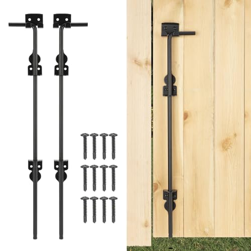 36" Cane Bolt Heavy-Duty Drop Rod for Gate, Gate Ground Latch for Wooden Fences Metal Gates Doors, Metal Gates Doors Stopper for Gate Ground, Wrought Iron Gate Latches, Black Finish(2 Pack) - color: 2 Pack, size: 36" Black