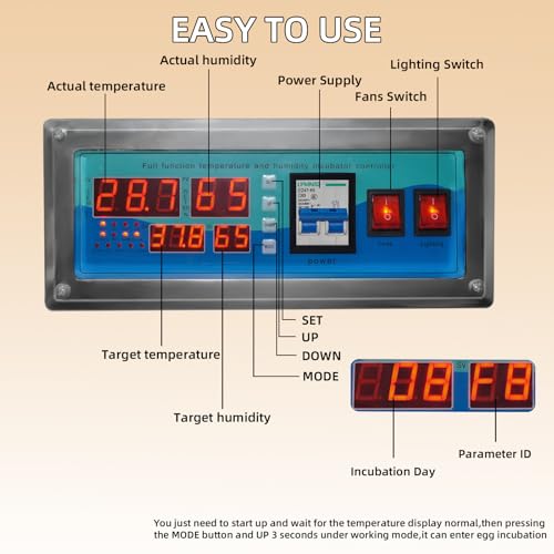 XKV Newly Upgraded 264 Egg Large Incubator with Automatic Egg Turning,Temperature Control and Humidity Control,Hatching Eggs,Chicken,Ducks,Poultry,with a Viewing Window,2026 - size: 264 Egg-210L