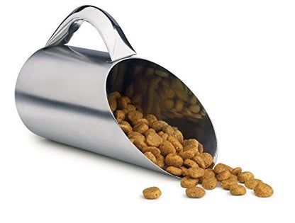 Stainless Steel Pet Food Scoop – 12 oz / 1.5 Cup – Durable Metal Dog & Cat Food Scoop for Kibble or Seed – Easy-Clean Matte Finish, Rust-Resistant Pet Feeding Accessory