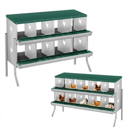 Roll Away & Ventilated Design - Metal Chicken Nesting Box for Small Animals - 10 Compartments, Galvanized Rustproof, Wall-Mounted, Easy Egg Collection, Ideal Coop Accessory - Green, 10 - color: Green