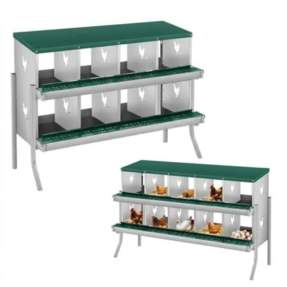 Roll Away & Ventilated Design - Metal Chicken Nesting Box for Small Animals - 10 Compartments, Galvanized Rustproof, Wall-Mounted, Easy Egg Collection, Ideal Coop Accessory - Green, 10 - color: Green