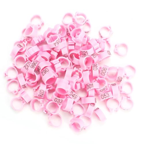 100PCS 8MM 001-100 Numbered Plastic Letter Pigeon Bird Leg Bands Rings, Bird Chicks Parrot Clip Rings Band (Pink) - color: Pink