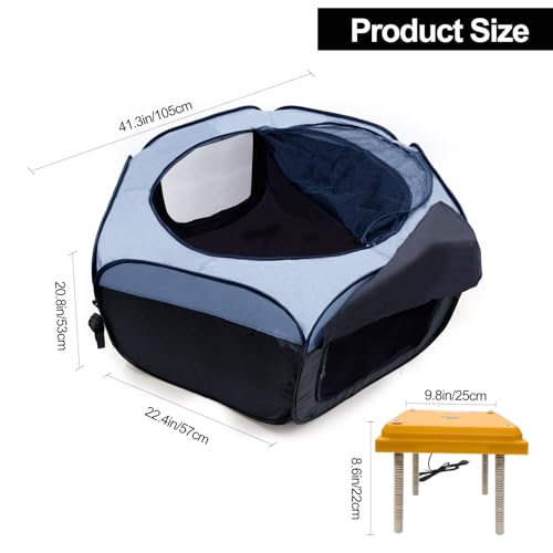 Brooder Box for Chick Starter Kit, Baby Chicken Brooder Pen/Playpen/Tent Pop-Up, Perch Up to 17 Chicks, Kit with Adjustable Heating Plate, Storage Bag, Top Cover, Fixed Pegs, Waterproof Mat, Blue