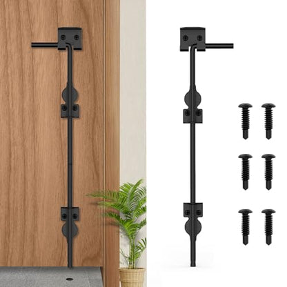 24" Cane Bolt Heavy-Duty Drop Rod for Gate, Heavy Duty Gate Latch for Wooden Fence Metal Gates, Vinyl Fence Gate Land Latch, Floor Latch for Fixing Door to The Ground, Black Coating, 1 Pack - size: 24 Inch-1Pack