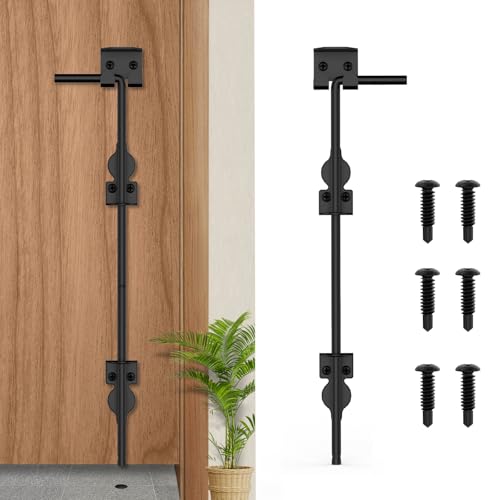 24" Cane Bolt Heavy-Duty Drop Rod for Gate, Heavy Duty Gate Latch for Wooden Fence Metal Gates, Vinyl Fence Gate Land Latch, Floor Latch for Fixing Door to The Ground, Black Coating, 1 Pack - size: 24 Inch-1Pack