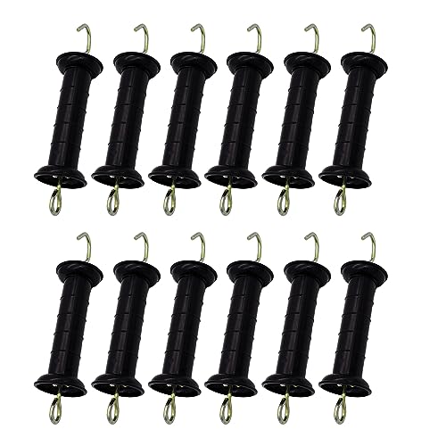 Plastic Electric Fence Gate Handle Insulators, Gate Handle with Spring (Black) (12)