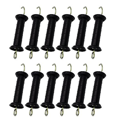 Plastic Electric Fence Gate Handle Insulators, Gate Handle with Spring (Black) (12)