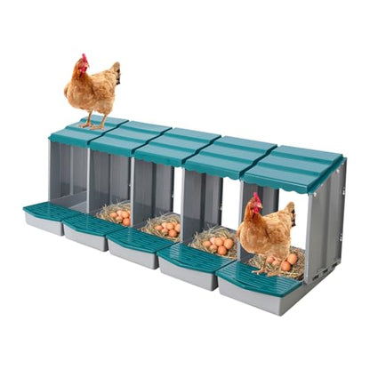 Chicken Nesting Boxes, 5 Compartment Nesting Boxes for Laying Eggs, Roll Away Nesting Box Egg Collection Tray, Wall Mount Poultry Roll Away Chicken Laying Boxes (Green) - color: 5 Compartment Nesting Boxes (Green)